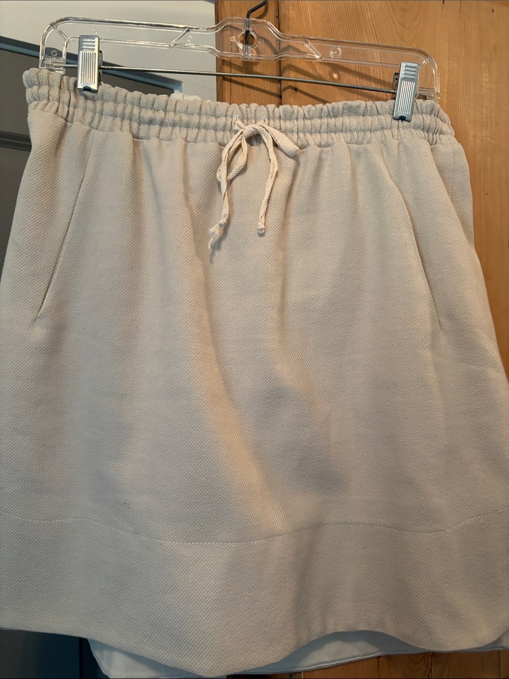 Everyday Drawstring Mini Skirt in Light Beige